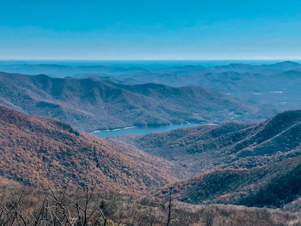 Craggy Pinnacle Trail and Hike with body of water known as the Asheville watersherd