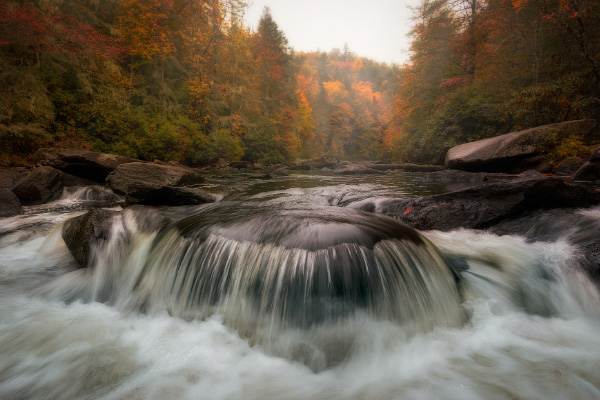 Pros of Moving To Asheville DuPont and Hooker Falls in the fall