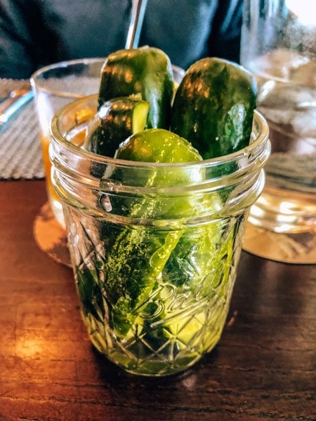 Jar of Pickles at Cedrics Tavern located on the Biltmore Estate in Asheville NC