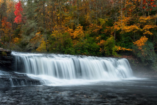 Hooker Falls at DuPont Waterfalls near Asheville NC in the fall