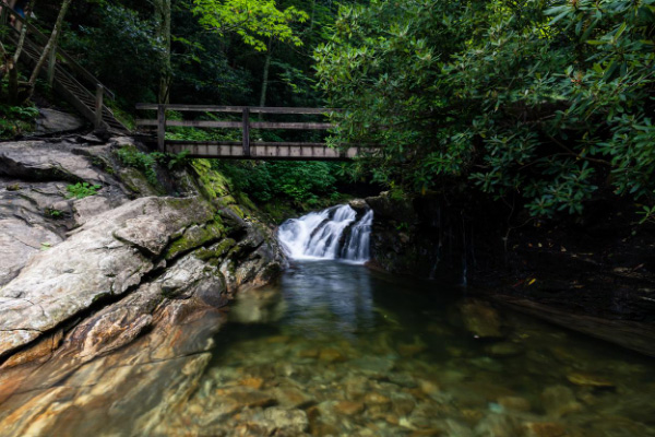 Skinny Dip Falls Asheville Swimming Holes and Waterfalls with bridge