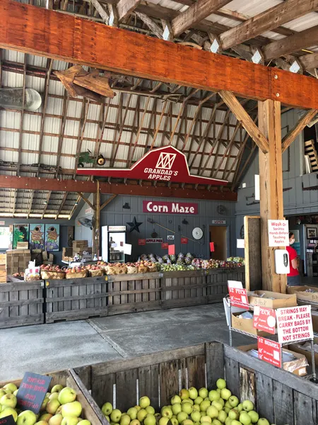 Hendersonville Apple Orchards Grandad's Apples Farm Store with crates filled with apples