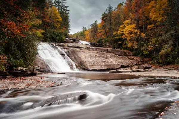 Triple Falls DuPont From Stairway waterfall view in fall
