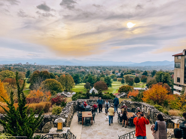 Best Things To Do In Asheville NC Grove Park Inn sunset over terrace