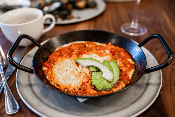 Brunch at Tupelo Honey In Ashevile NC skillet with tomato and avocado