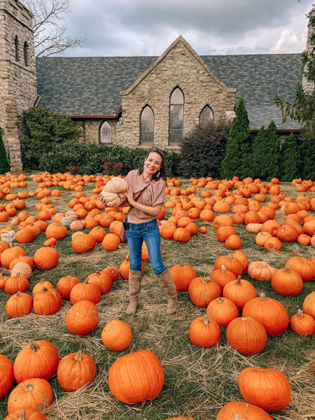 Christine in pumpkin patch