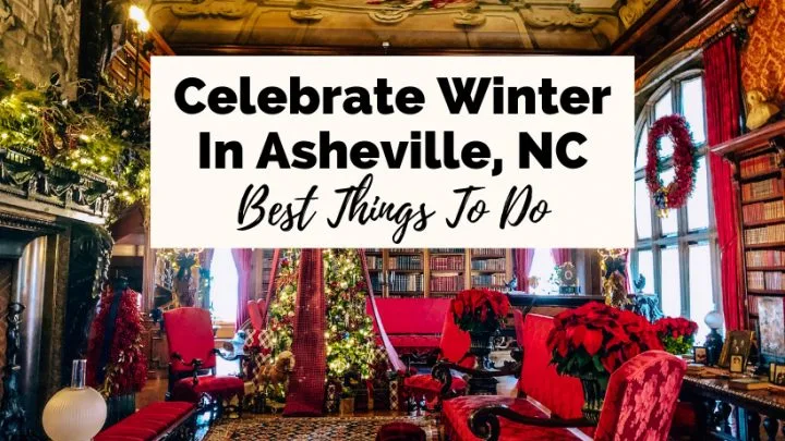 Asheville Winter Things To Do Biltmore Estate Decorated With Trees and Lights at Christmas