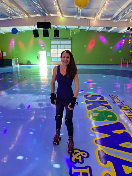 Christine, white woman, roller skating at Smoky Mountain Sk8way rink