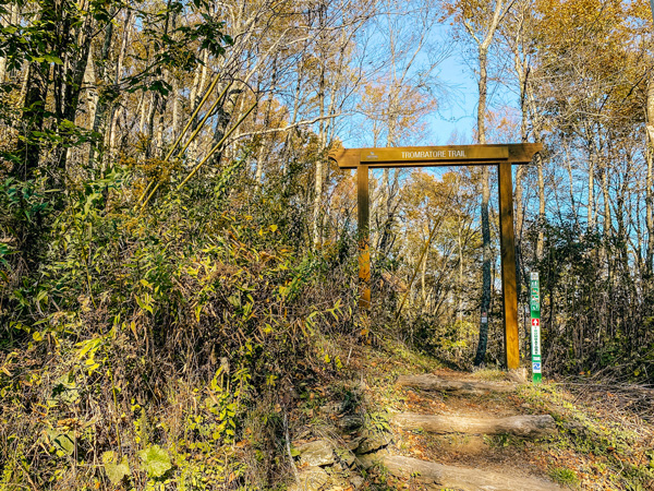 Trombatore Hike Trailhead with trail and wooden sign