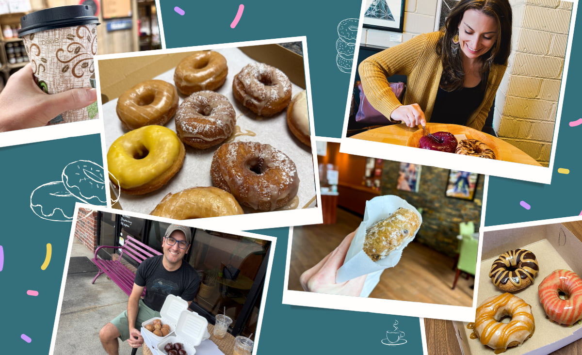 Photo collage of donuts in Asheville