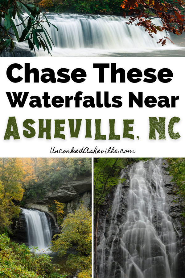 Best Waterfalls near Asheville, NC with pictures of Looking Glass Falls, Crabtree Falls, and Hooker Falls at DuPont State Forest