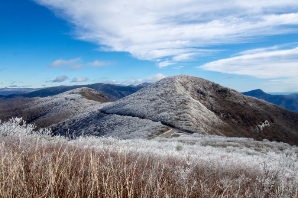 Blue Ridge Parkway Winter mountains with snow