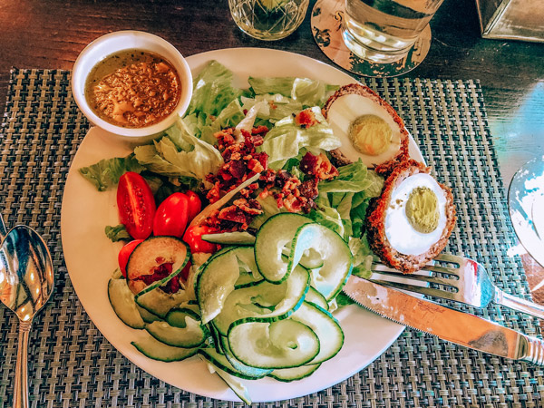 Cedrics Tavern Biltmore Estate with salad and fried egg