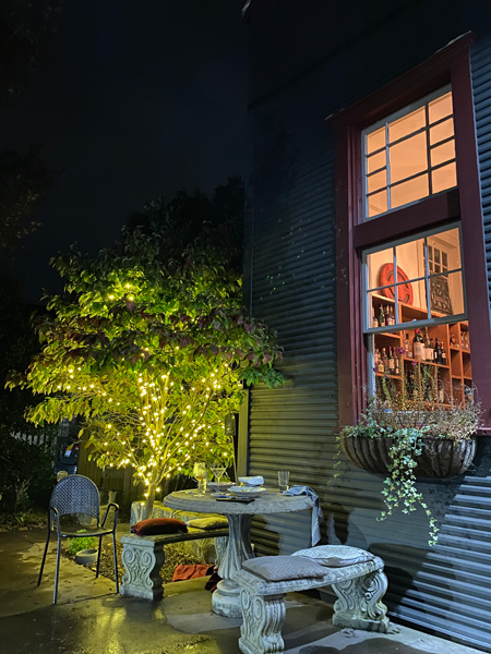 Chiesa Asheville Restaurant Outside seating in the dark