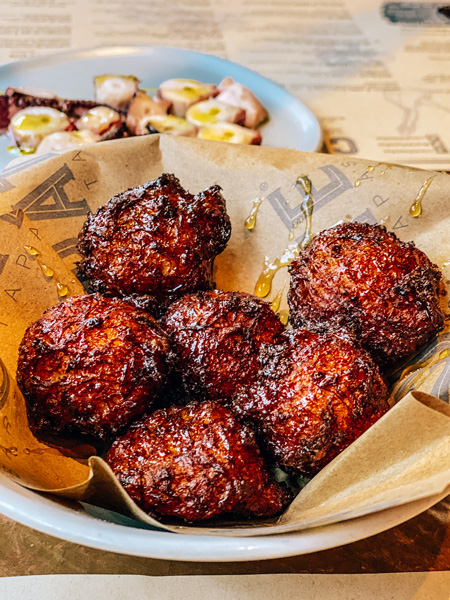 Fried Baccala balls at Curate Restaurant in Asheville, NC