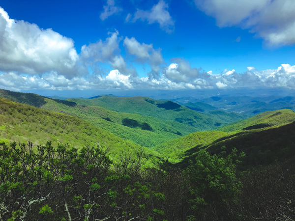 Picnic Near Asheville Craggy Gardens Blue Ridge Parkway with blue and green mountains