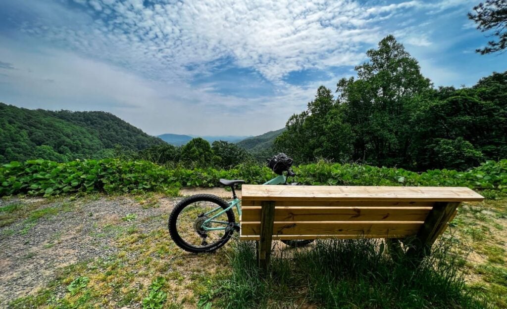 Asheville Mountain Biking Trails Point Lookout with bike