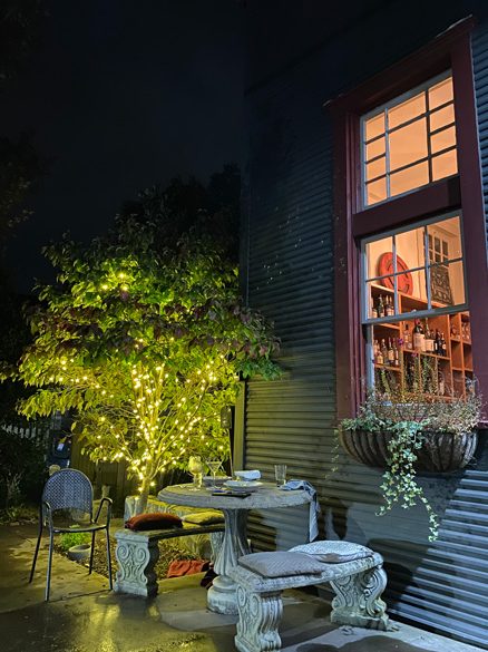 Chiesa Asheville Restaurant Outside seating in the dark