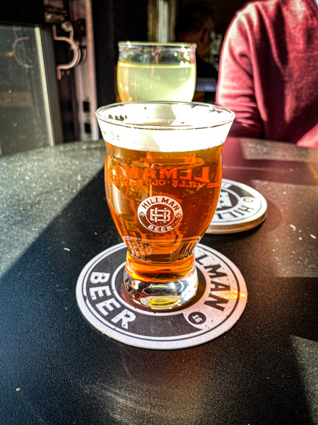 Amber lager on table at Hillman Beer in Asheville, NC