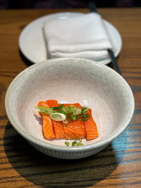 Ukiah Japanese Smokehouse Asheville NC with raw tuna in white bowl