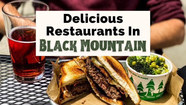 Best Black Mountain Restaurants with burger on gluten-free bun, red cider, and broccoli side