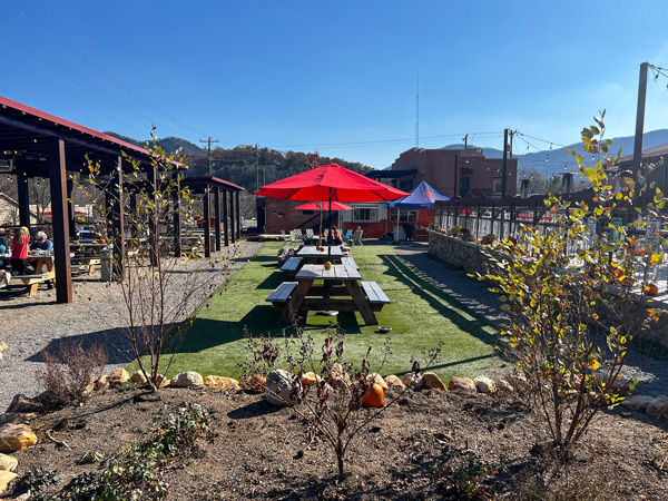 Picnic tables at Foothills Grange