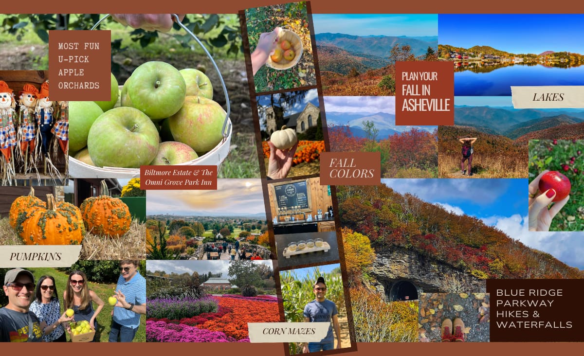 photo collage of fall Asheville things to do