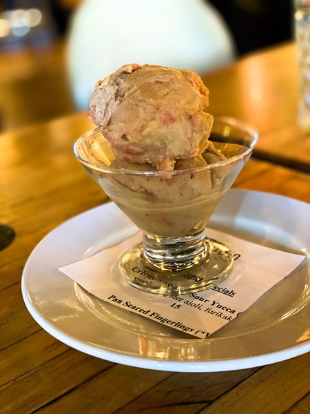 Jargon Dessert West Asheville NC with ice cream in bowl on table