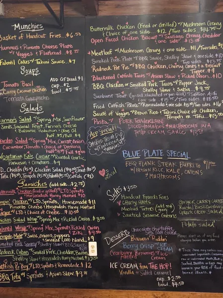 HomeGrown Asheville NC with picture of menu written out on black chalkboard