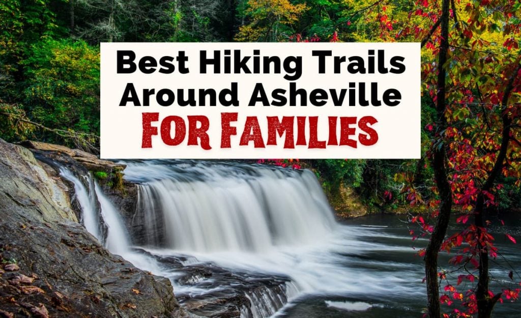 Best Easy Hikes Near Asheville NC with Hooker Falls at DuPont State Forest in the fall with foliage on trees