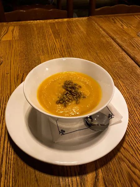 Biltmore Christmas Dinner Stable Cafe orange soup with nuts on top