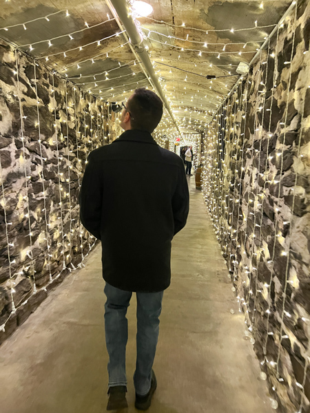 Tom in Biltmore Winery Tunnel at Christmas