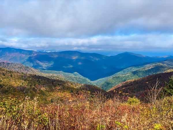 Black Balsam via Art Loeb Trail Fall with blue mountains and fall foliage