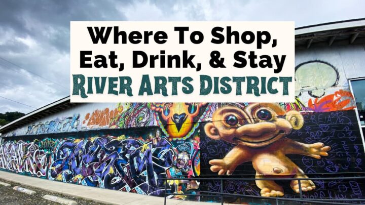 Asheville River Arts District in North Carolina with picture of Jerry Cahill's troll