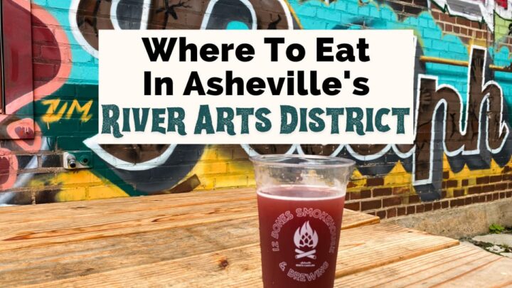 River Arts District Restaurants In Asheville NC with street art tag and red beer from 12 Bones Smokehouse