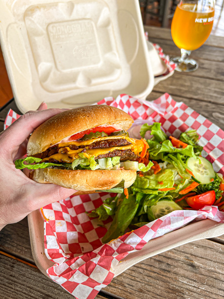 Vegan burger from The Smokin Onion at New Belgium