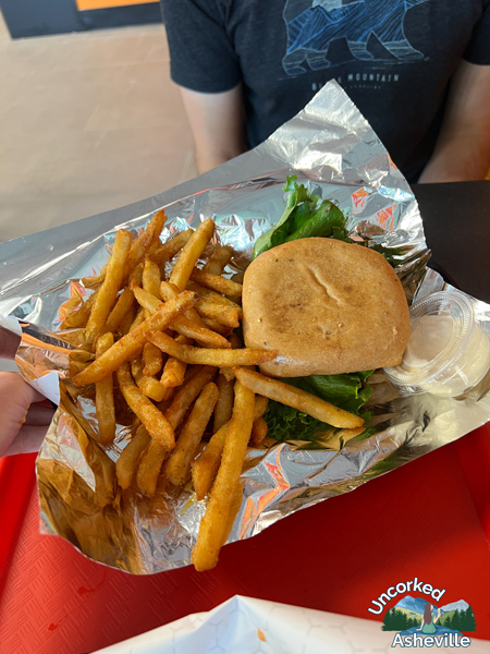 Romeos Vegan Burgers french fries and burger Asheville NC