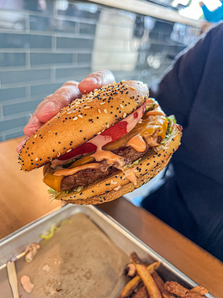 The Smokin' Onion vegan burger