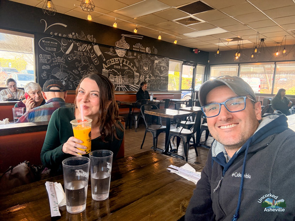 Selfie at Typhoon Noodle with boba Asheville NC