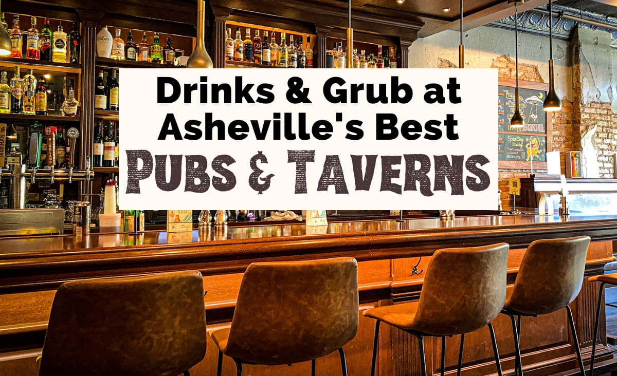 Asheville pubs taverns brewpubs with photo of bar with brown seat and exposed brick walls at North Asheville's Bone and Broth Restaurant