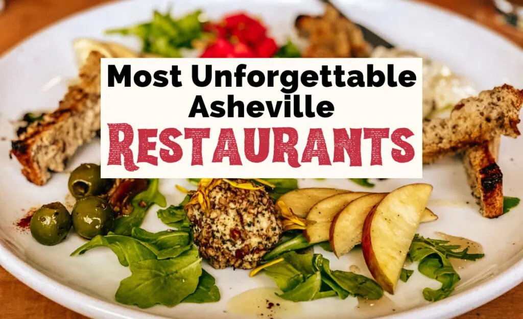 Best Asheville restaurants with picture of vegan cheese plate with apples, pickled vegetables, and olives from Plant in North Asheville