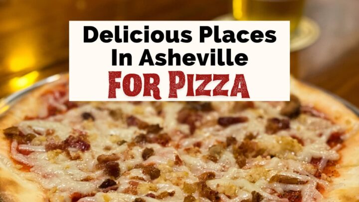 Best Pizza In Asheville NC From Locals with photo of gluten free pizza crust with vegan cheese and meat toppings from Barleys Taproom in Downtown Asheville