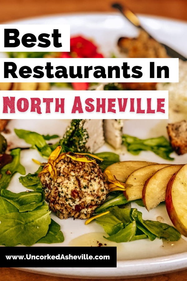 North Asheville Restaurants and Restaurants On Merrimon Ave Pinterest Pin with vegan cheese plate with olives, nut cheeses, breads, and picked veggies from Plant