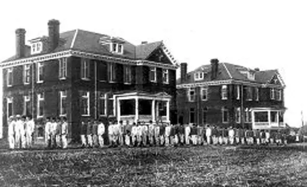 Stonewall Jackson Manual Training and Industrial School, Concord NC with black and white photo of large two story-like home
