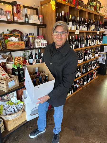 Tom wine shopping at Maggie B's