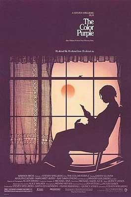 The Color Purple Movie Poster with purple shadowed person sitting in rocking chair