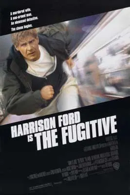 The Fugitive Movie Poster with white blonde hair man running