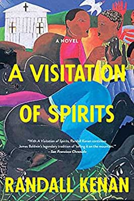 A Visitation of Spirits by Randall Kenan book cover with illustrated images of two people and a white church