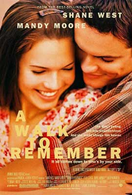 A Walk to Remember Movie Poster with white man and woman snuggling back to front