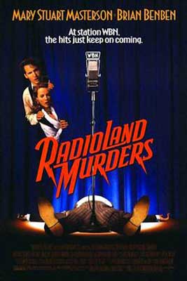 Radioland Murders Movie Poster with person laying dead in front of microphone and two people looking on in the distance above them 